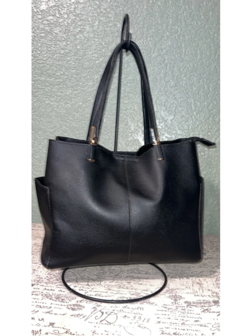 Women's Unbranded Black Tote Bag One Size with Gold Accents - Picture 3 of 6
